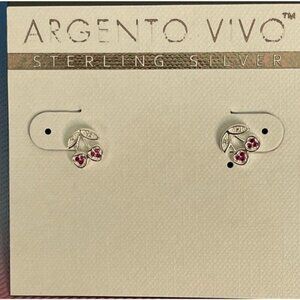 Argento Vivo Sterling Silver Mini Cherry CZ Accent Stud Earrings